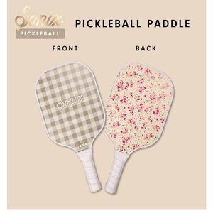 Sonix Pickleball Paddle - Checkered Beige and Floral Pink